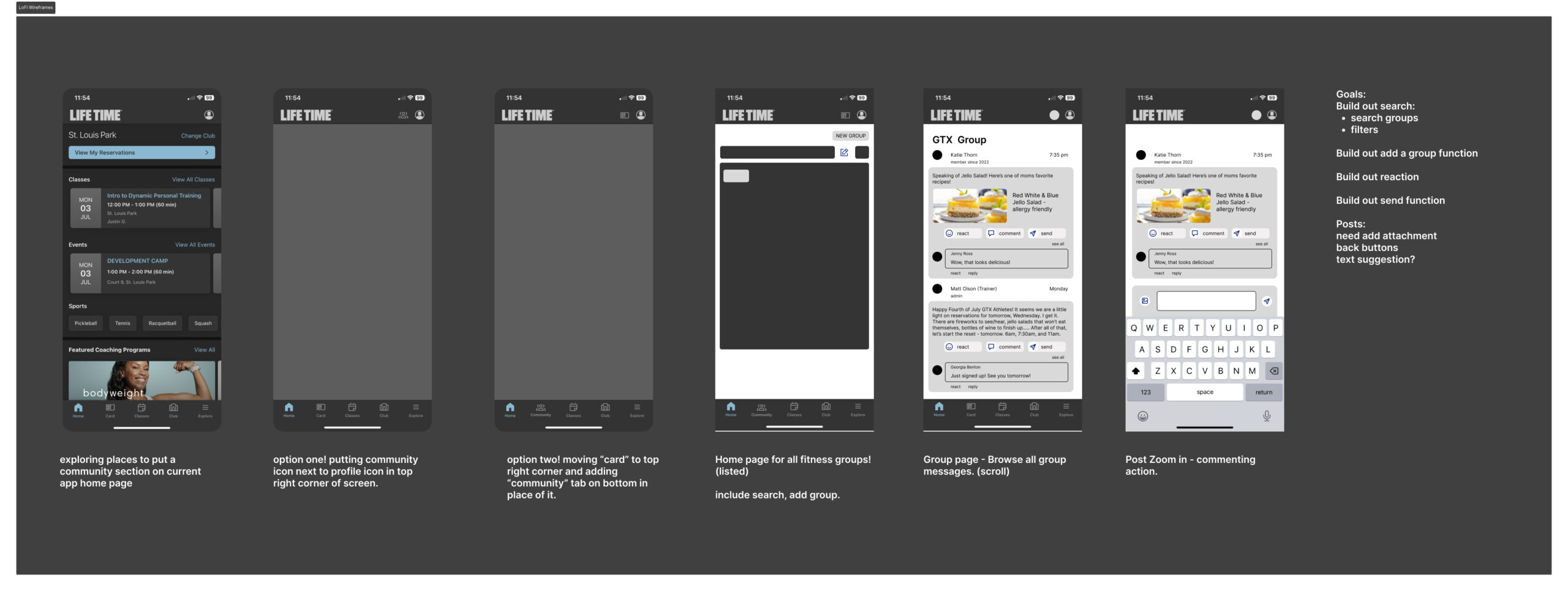 LifeTime_LoFi Wireframes